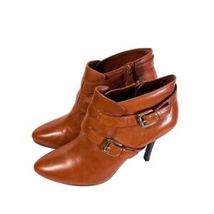Ralph Lauren Lorelei Woman's Leather w/ Patent Heel Ankle
Booties 7 Brown